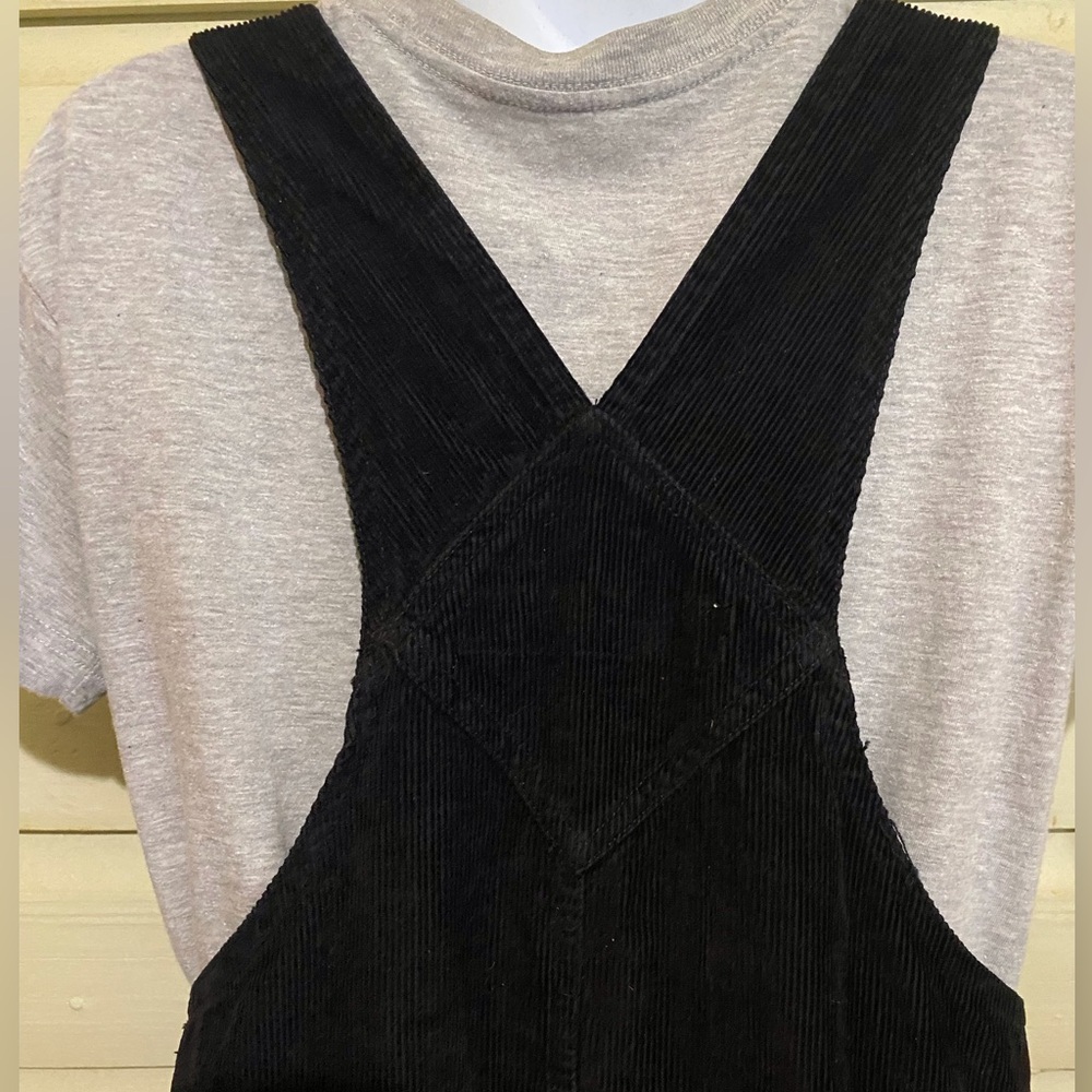 Y2K Black Corduroy Jumper Overall Dress Vest Back SZ‎ 6 Relaxed Fit Western - Picture 5 of 16